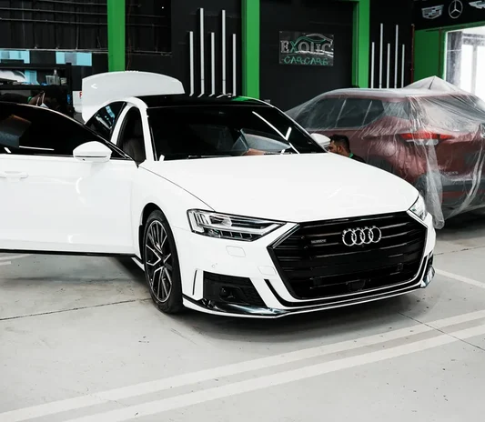 Audi A8 in the detailing bay at System X Car Care in Al Quoz, Dubai, Abu Dhabi